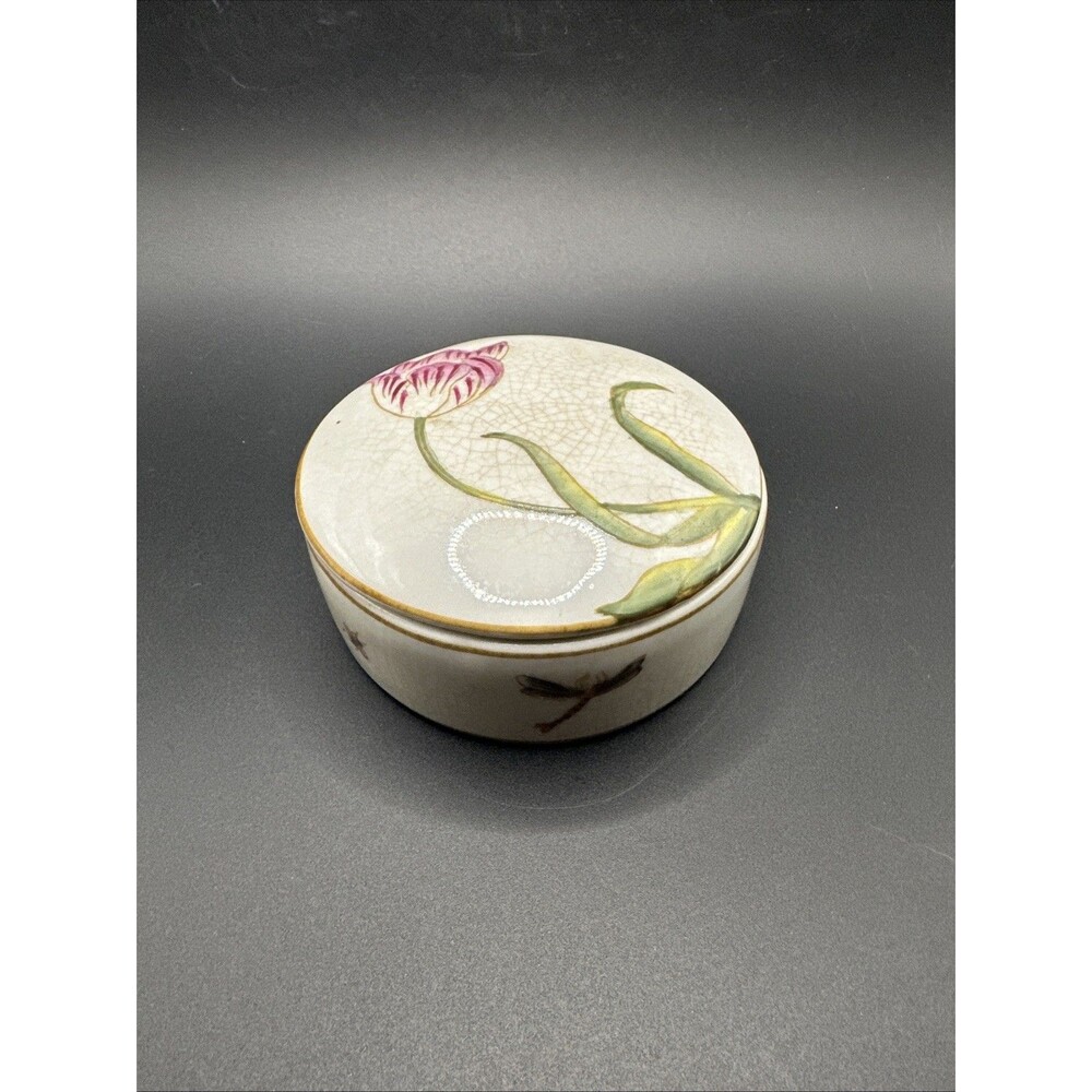 Vintage STOCKHOLM VASA MUSEET Flower Trinket Box Collectible Ceramic